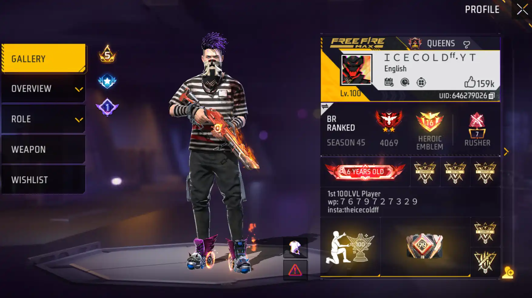 Ice Cold FF – Level 100 free fire id