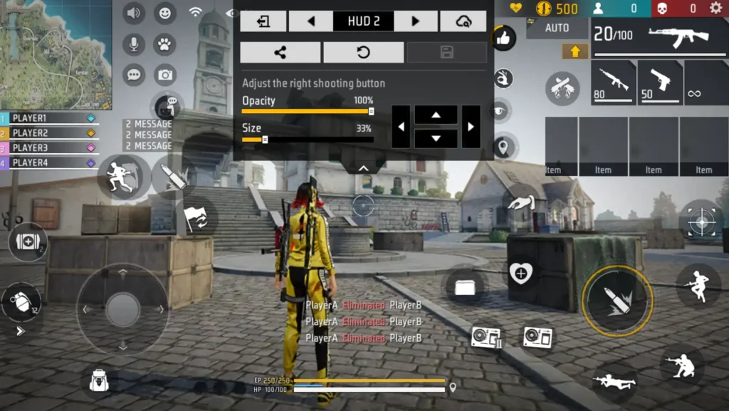 Free Fire HUD Settings for accurate headshot