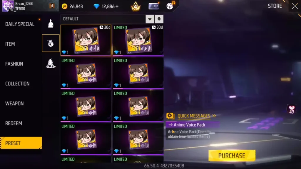 free fire new anime voice pack