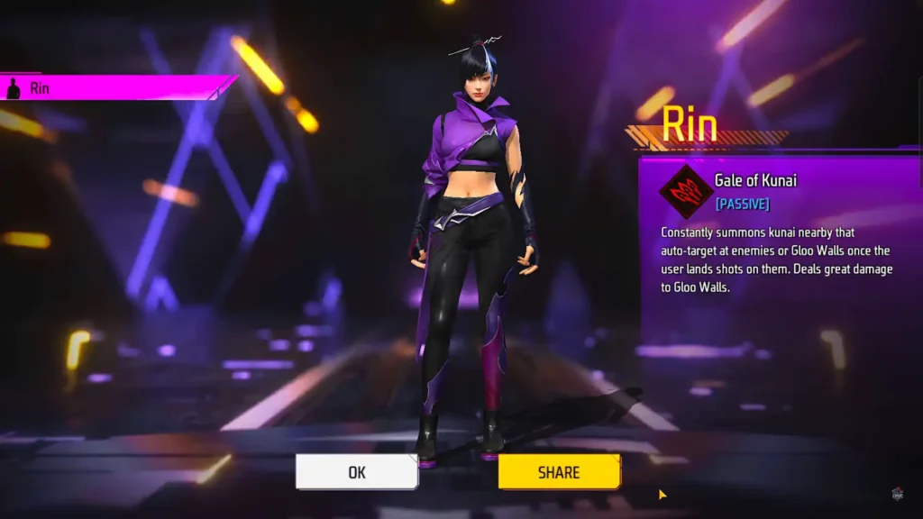 free fire new character Rin after ob50 update