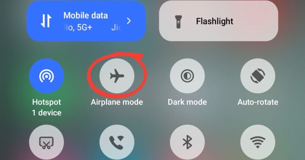 mobile airplane mode and more option