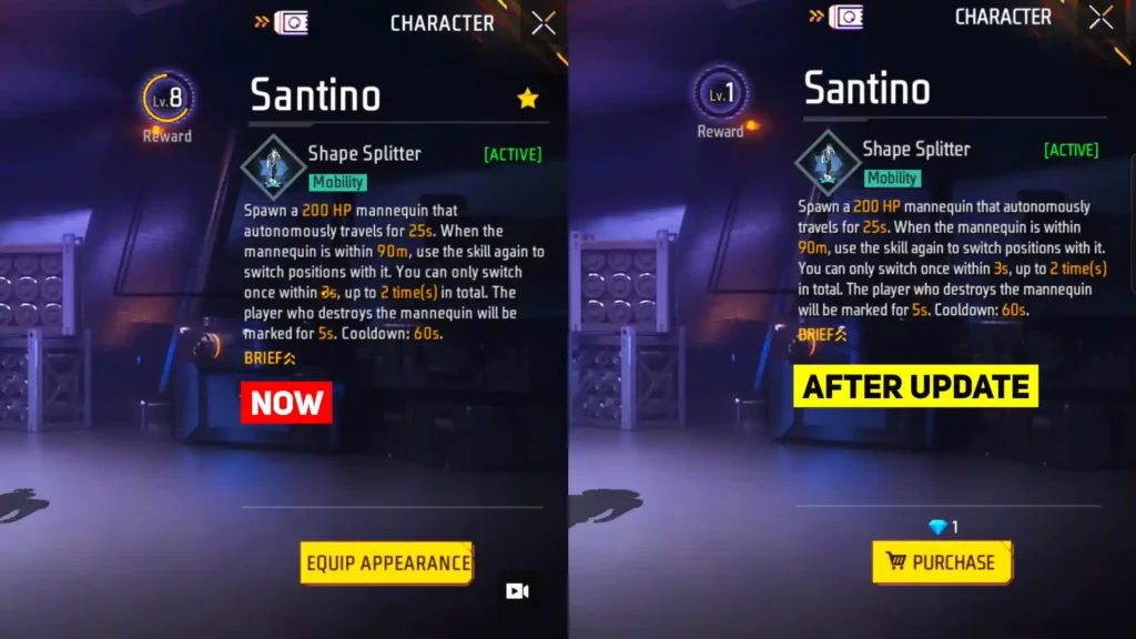 santino ability change after ob50 update