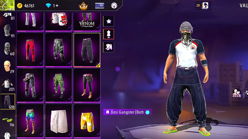 Free Fire Best Free Gold Royale Outfit dress combination 1