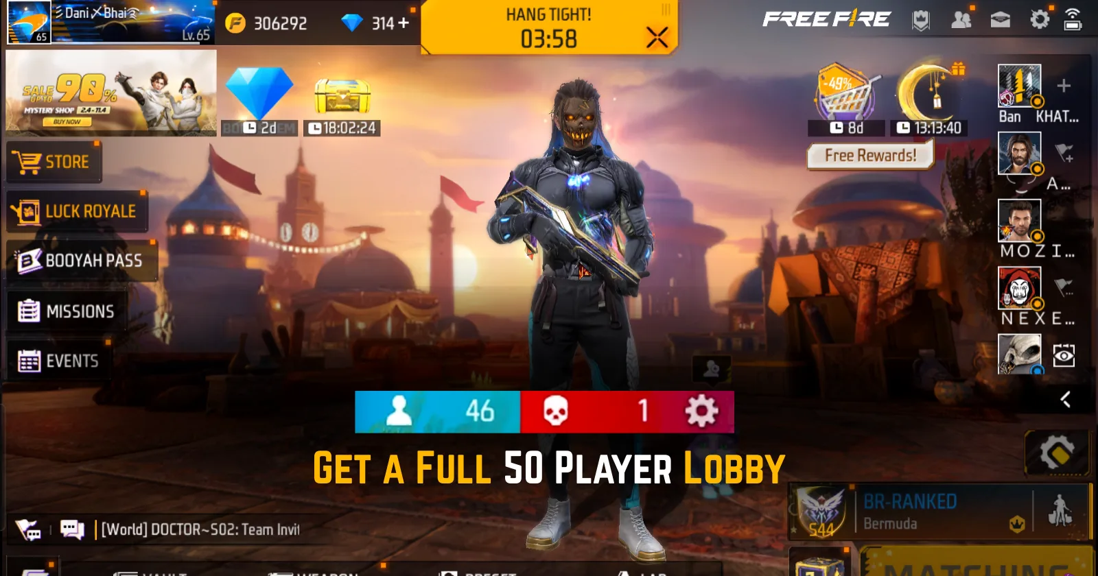 Free Fire Emulator Matchmaking Solution Get a Full 50 Player Lobby