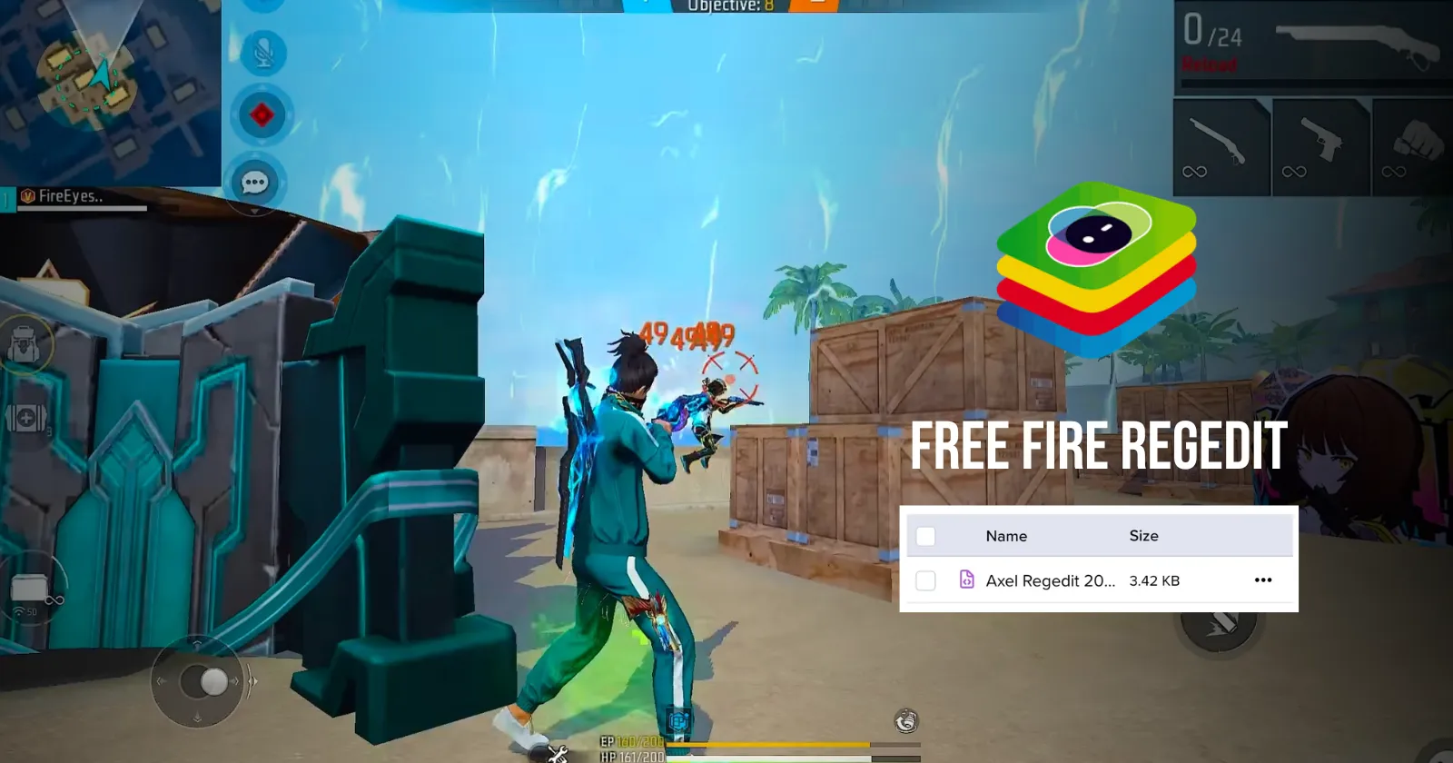 Free Fire Regedit and BlueStacks + In-Game Settings