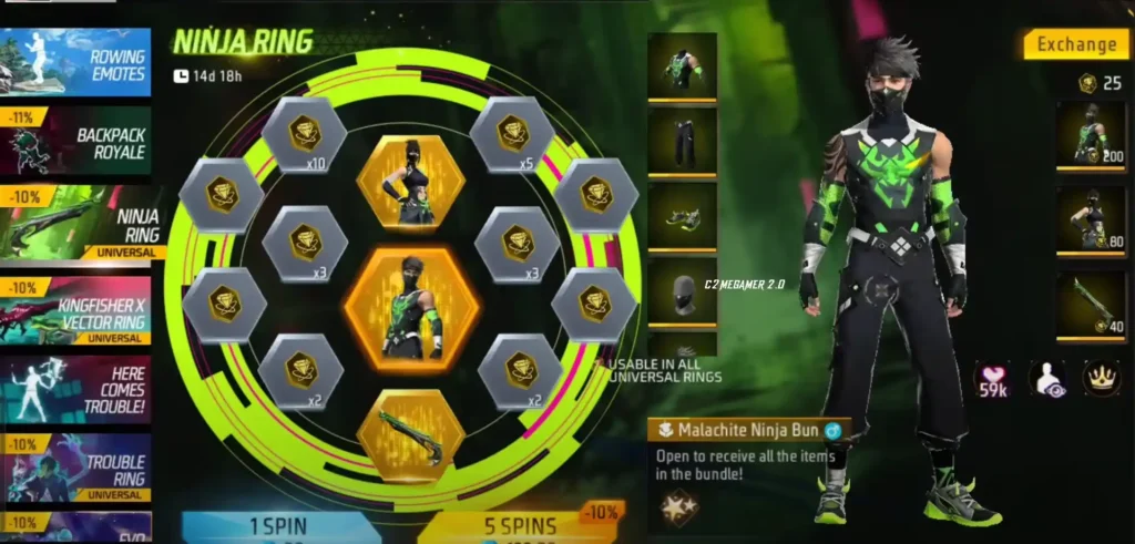 free fire new ninja ring event