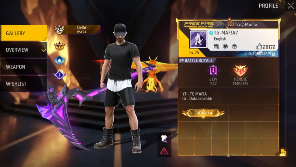 tg mafia free fire profile and uid