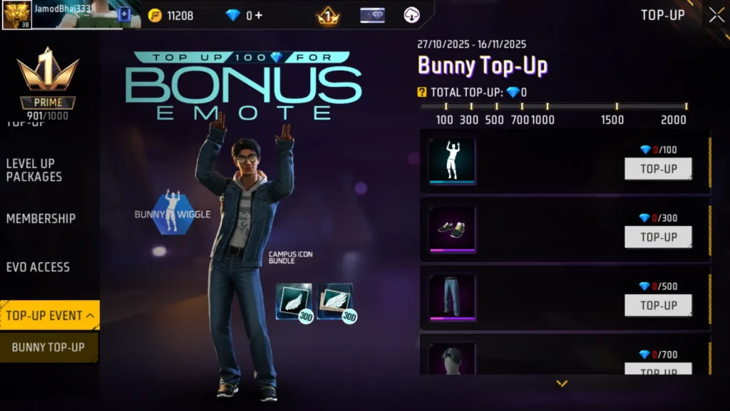 Bunny Top-Up event in free fire