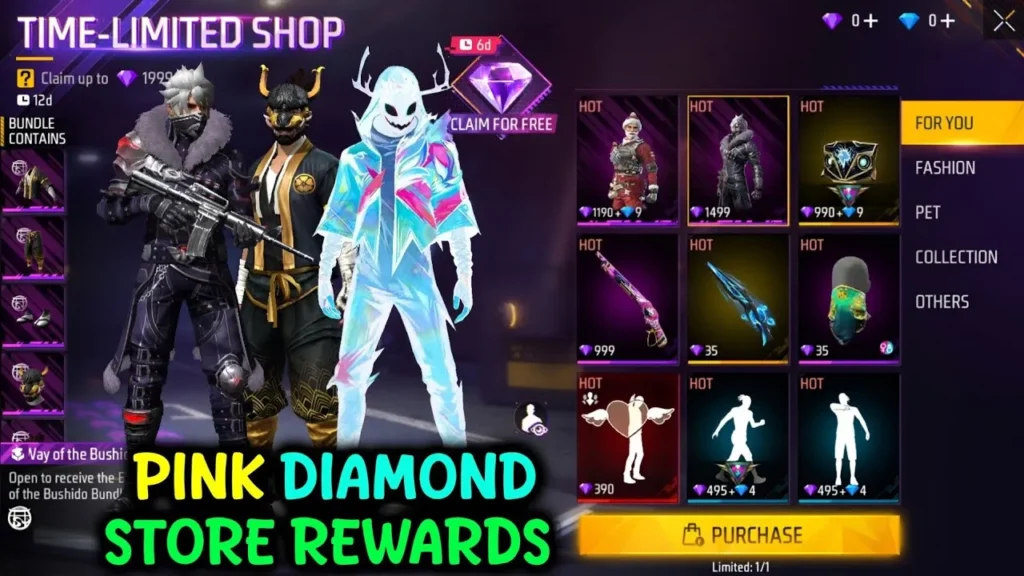 Free Fire OB51 Update New Events, Rewards, and Purple Diamond Store Details