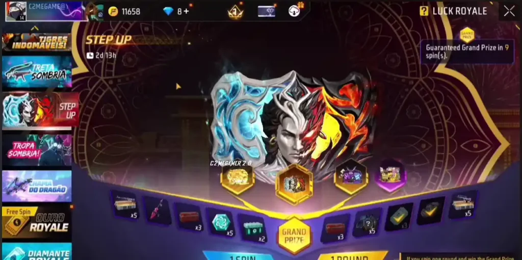 free fire New Step-Up Glue Wall Luck Royale interface