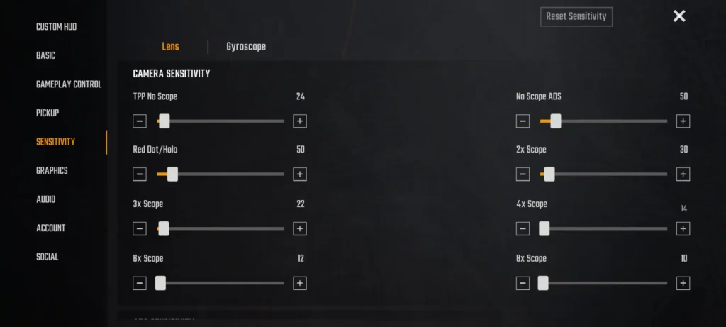 scarfall 2.0 sensitivity settings