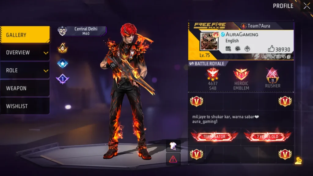 Gaming Aura Free Fire UID profile