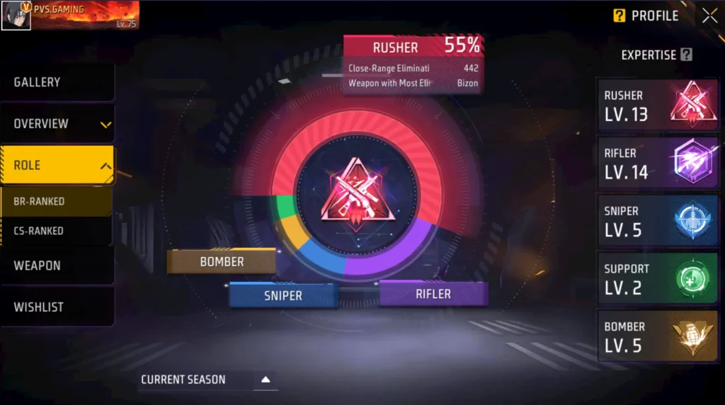 PVS Gaming Free Fire gameplay role in br