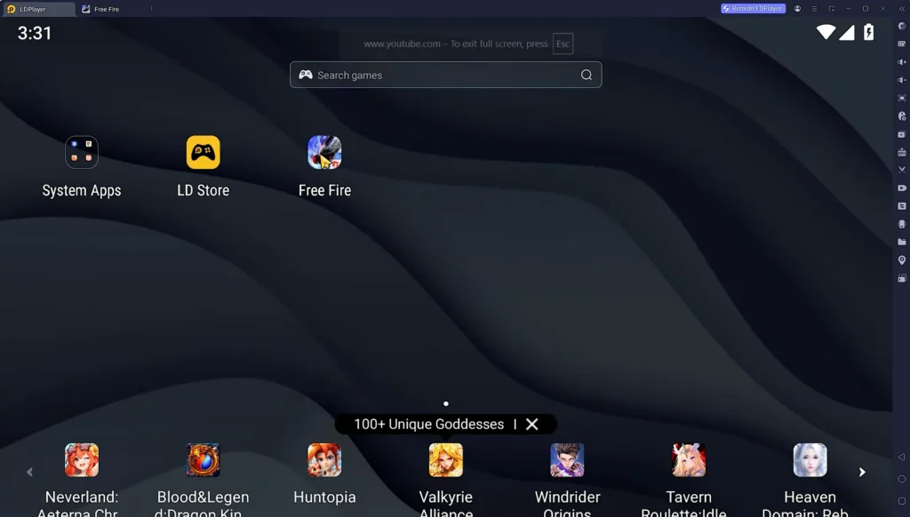 free fire in ldplayer emulator