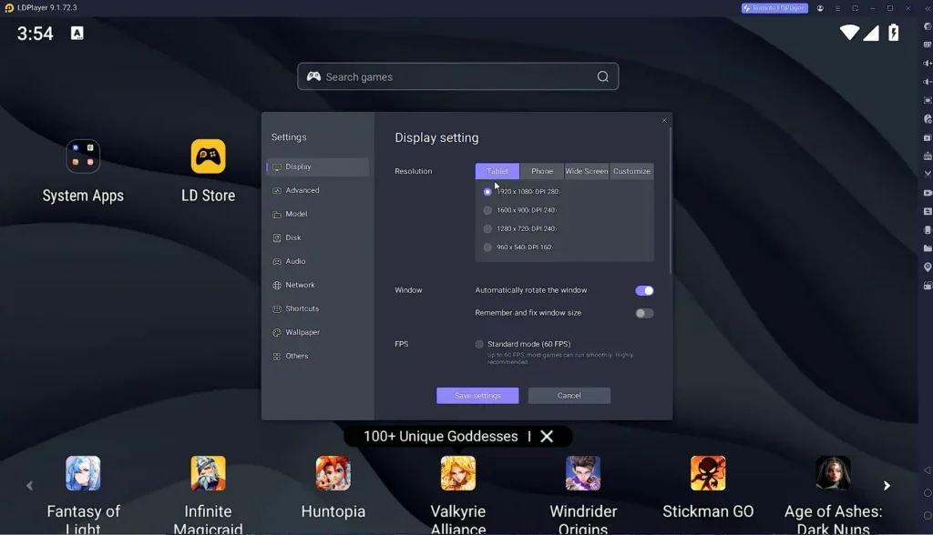 LD Player Emulator Settings
